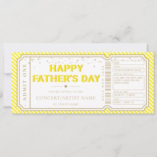 Yellow Father's Day Concert Ticket Gift Voucher 招待状 (正面)