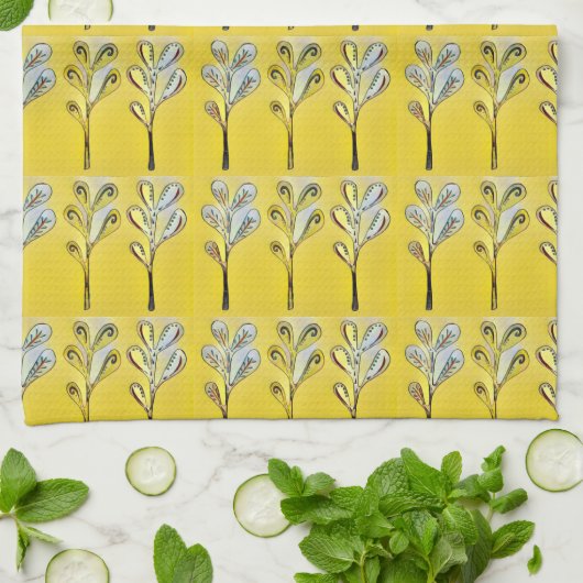 Yellow Fern Kitchen Towel キッチンタオル (折り畳み)