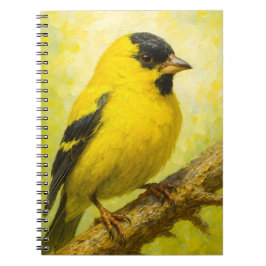 Yellow Finch Notebook | Goldfinch Bird Art Journal ノートブック