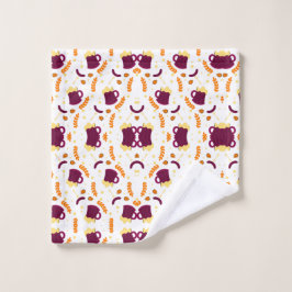 yellow fish skeletons, and orange leaves ウォッシュタオル