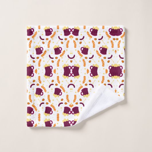 yellow fish skeletons, and orange leaves ウォッシュタオル (ウォッシュタオル)