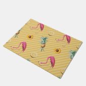 Yellow Flamingo Mango Lemon Pattern ドアマット (アングル)