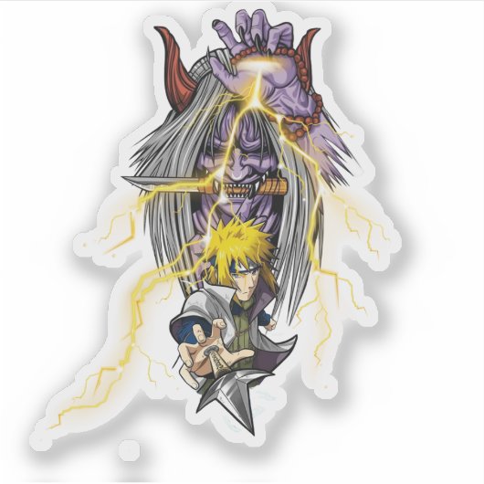 ⚡ Yellow Flash Sticker – Anime-Inspired Ninja Viny シール (正面)