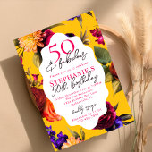 Yellow Floral 50 & Fabulous 50th Birthday Party 招待状