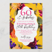 Yellow Floral 60 & Fabulous 60th Birthday Party 招待状 (正面)