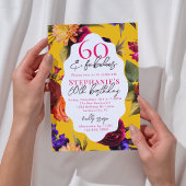 Yellow Floral 60 & Fabulous 60th Birthday Party 招待状