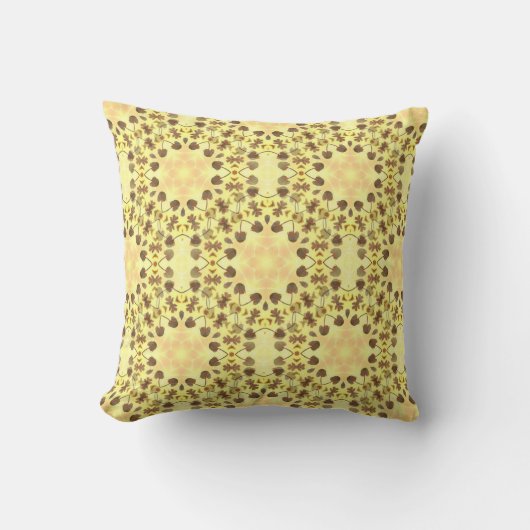 Yellow Floral Abstract Throw Pillow クッション (正面)