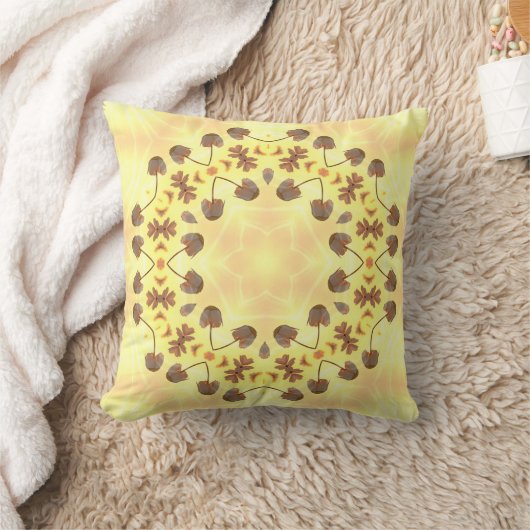 Yellow Floral Abstract Throw Pillow クッション (ブランケット)