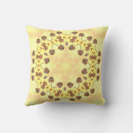 Yellow Floral Abstract Throw Pillow クッション (裏面)