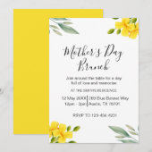 Yellow Floral and Green Leaves Mother's Day 招待状 (正面/裏面)