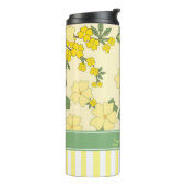 Yellow Floral and Stripes Personalised タンブラー (回転左)