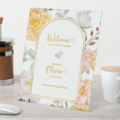 Yellow Floral Arch Design Bridal Shower Welcome  台座サイン (インサイチュ)