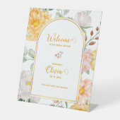 Yellow Floral Arch Design Bridal Shower Welcome  台座サイン (正面)
