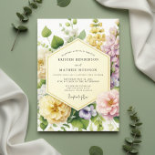 Yellow Floral Botanical Romance Wedding 招待状