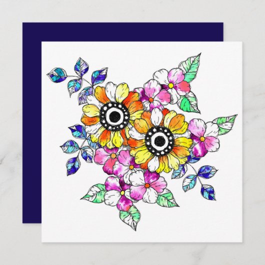 yellow floral decoration サンキューカード (正面/裏面)