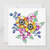 yellow floral decoration サンキューカード (正面)