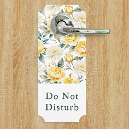 Yellow Floral Do Not Disturb Please Knock ドアノブサイン