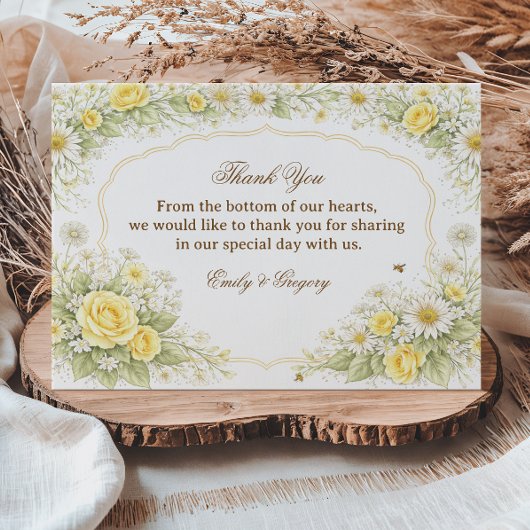 Yellow Floral Elegant Appreciation サンキューカード