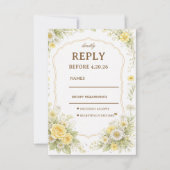 Yellow Floral Elegant Response Design 出欠カード (正面)