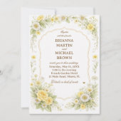 Yellow Floral Elegant Romantic Wedding 招待状 (正面)