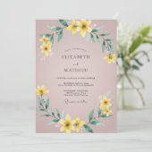Yellow Floral Flourish Wedding 招待状 (スタンド正面)
