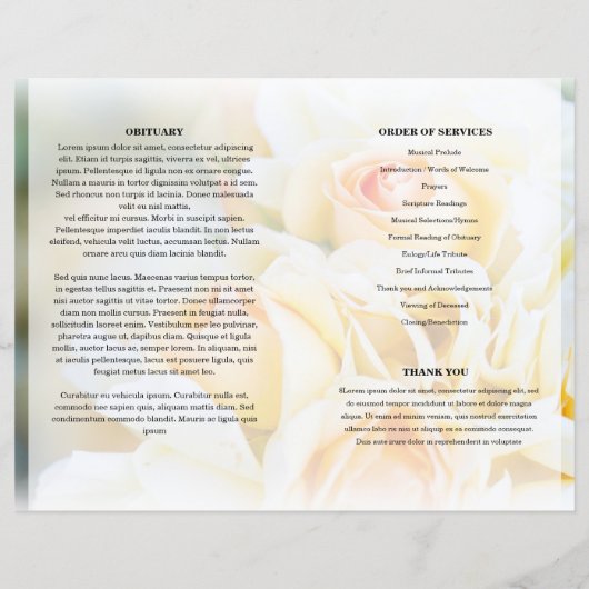 yellow floral Funeral Program template (裏面)