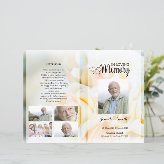 yellow floral Funeral Program template (スタンド正面)