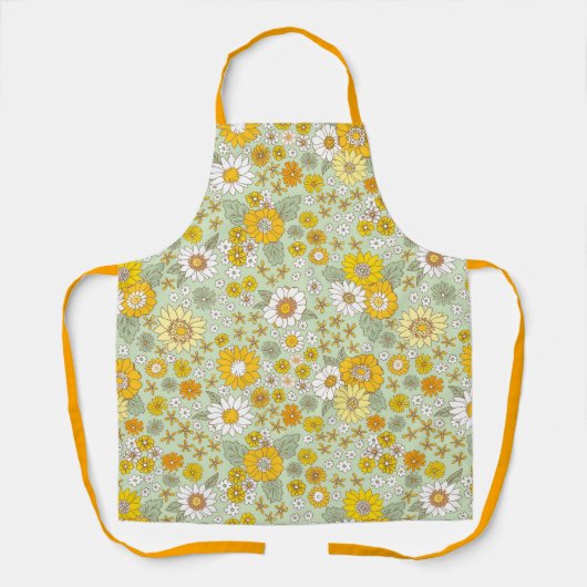 Yellow Floral Garden Pattern エプロン (正面)