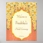 Yellow floral garlands Indian wedding haldi welcom ポスター (正面)