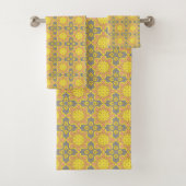 Yellow floral geometric patterned バスタオルセット (インサイチュ)