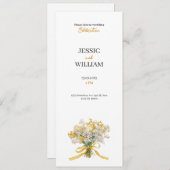 Yellow floral golden chic wedding invitation 招待状 (正面/裏面)