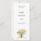 Yellow floral golden chic wedding invitation 招待状 (正面)