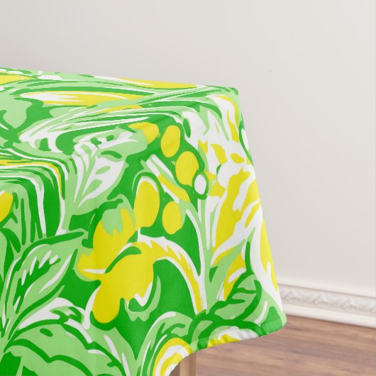 Yellow Floral Green / Preppy Flower Pattern Spring テーブルクロス (インサイチュ)