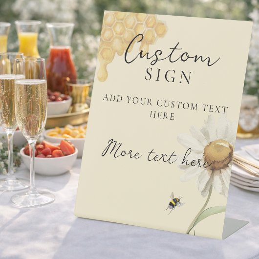 Yellow Floral Honey Bee Bridal Shower Custom Sign 台座サイン