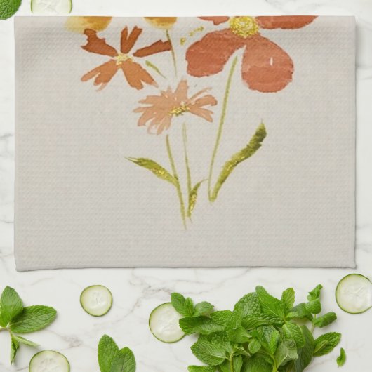 Yellow floral Kitchen Towel キッチンタオル (折り畳み)