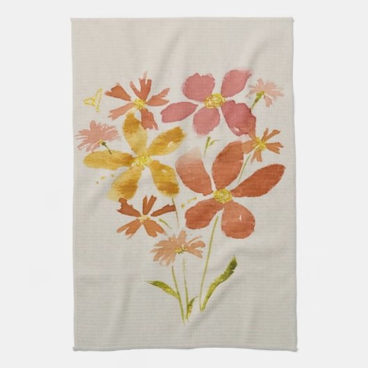 Yellow floral Kitchen Towel キッチンタオル (縦)