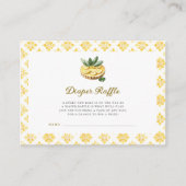 Yellow Floral Lemon Tart Baby Shower Diaper Raffle エンクロージャーカード (正面)
