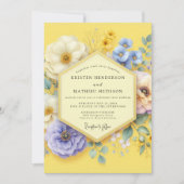 Yellow Floral Meadow Wedding 招待状 (正面)