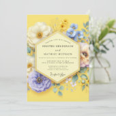 Yellow Floral Meadow Wedding 招待状 (スタンド正面)