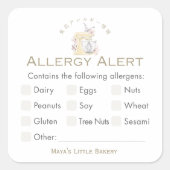 Yellow Floral Mixer Allergy Alert スクエアシール (正面)