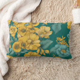Yellow Floral Mode AI art  ランバークッション