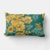 Yellow Floral Mode AI art  ランバークッション (正面)
