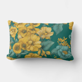 Yellow Floral Mode AI art  ランバークッション