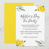 Yellow Floral Mother's Day Tea Party 招待状 (正面/裏面)