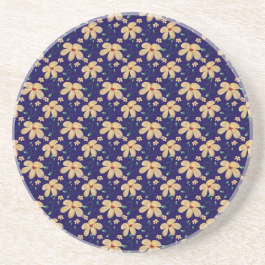 Yellow floral pattern  コースター (正面)