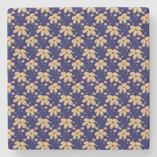 Yellow floral pattern  ストーンコースター (正面)