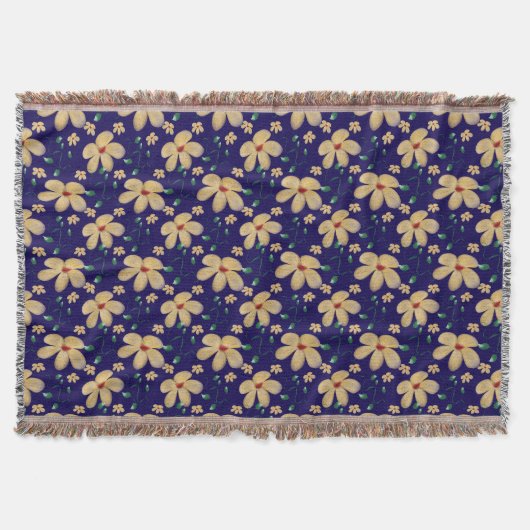Yellow floral pattern  スローブランケット (正面)