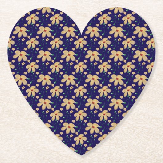 Yellow floral pattern  ペーパーコースター (正面)