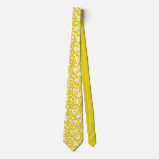 Yellow Floral Pattern Custom Necktie ネクタイ (正面)