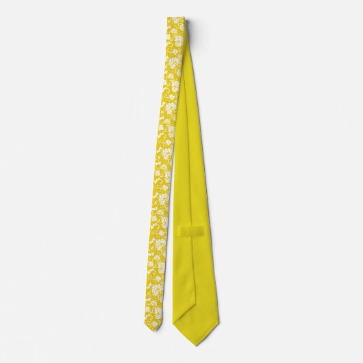 Yellow Floral Pattern Custom Necktie ネクタイ (裏面)